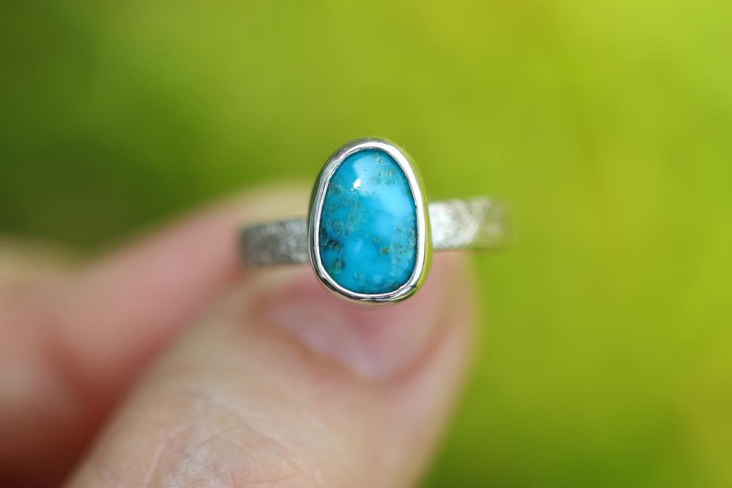 Sterling silver natural morenci turquoise ring US size 7