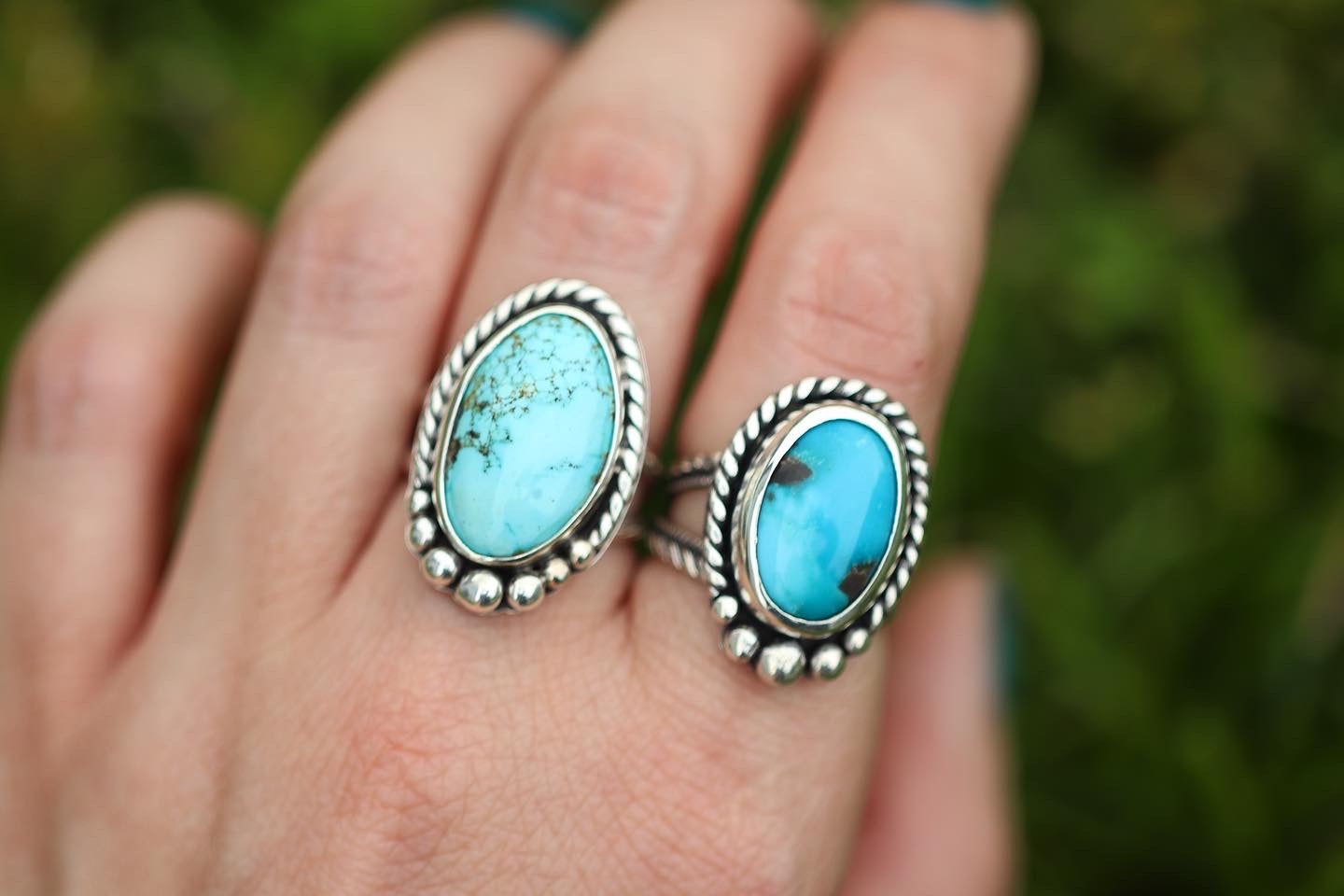 Sterling silver Carico Lake turquoise ring US size 7.5
