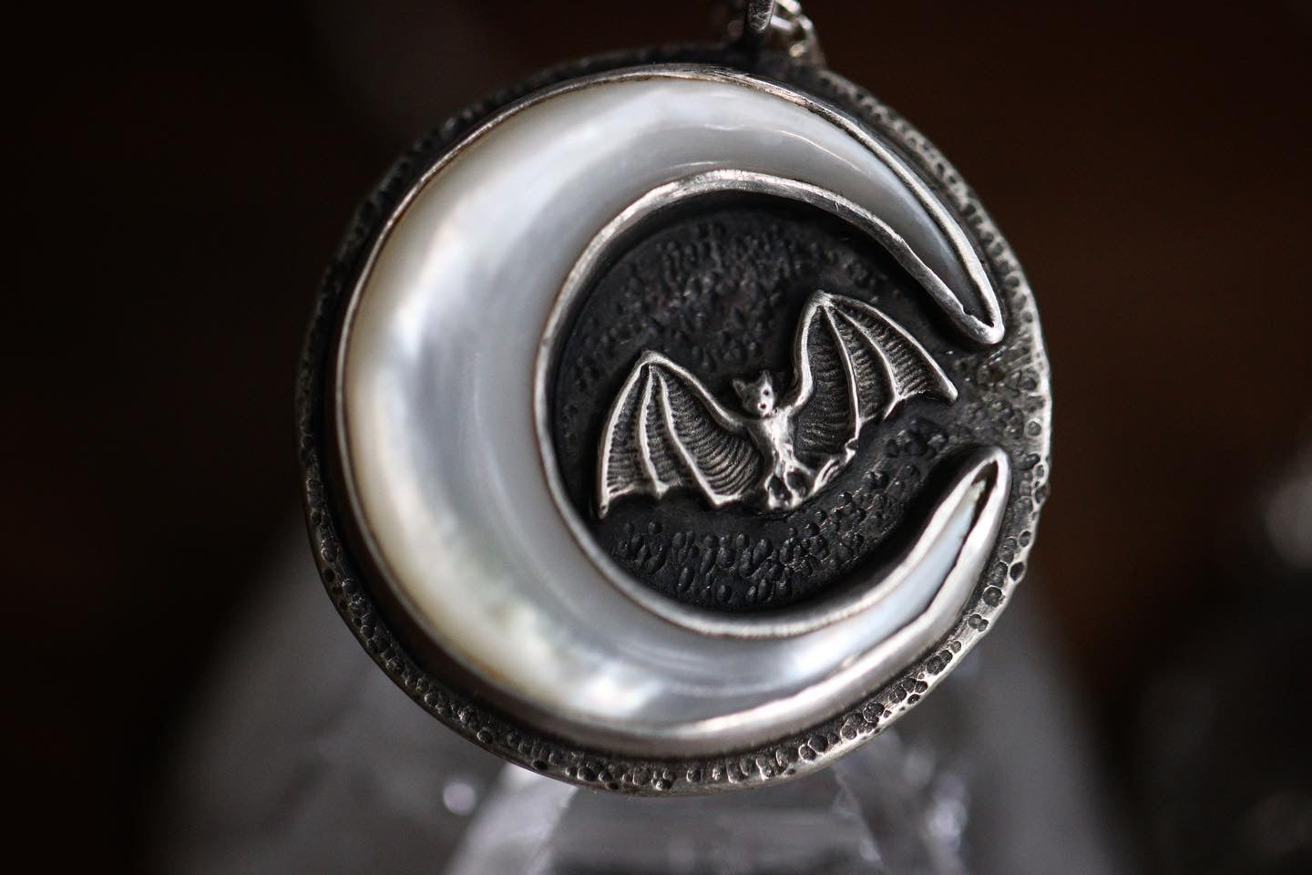 Reversible sterling silver moon necklace