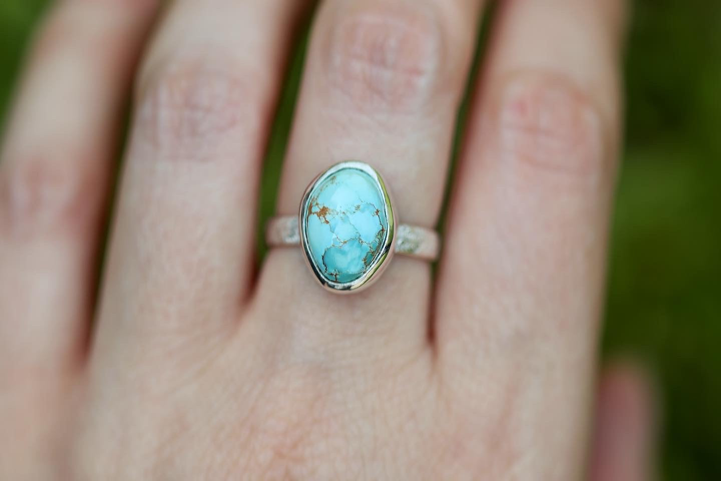 Sterling silver number 8 mine turquoise ring US size 7