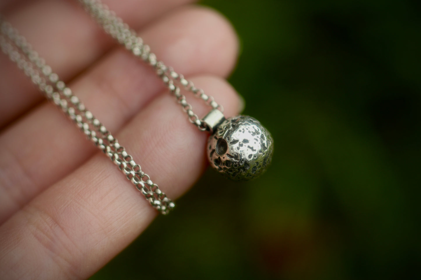 Sterling silver full moon necklace