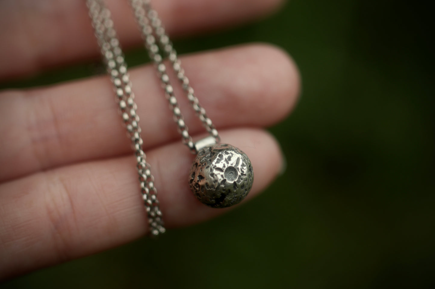 Sterling silver full moon necklace