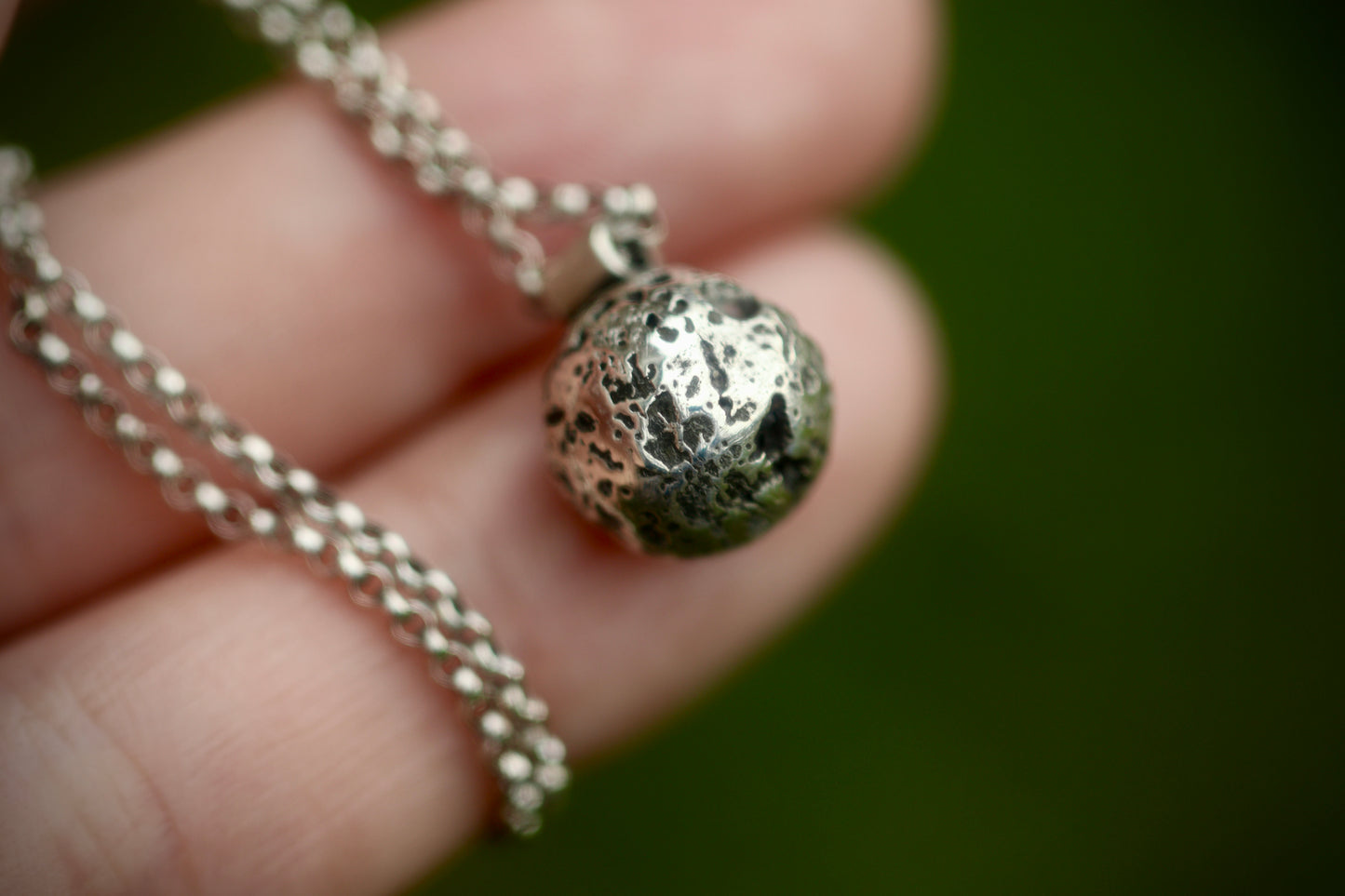 Sterling silver full moon necklace
