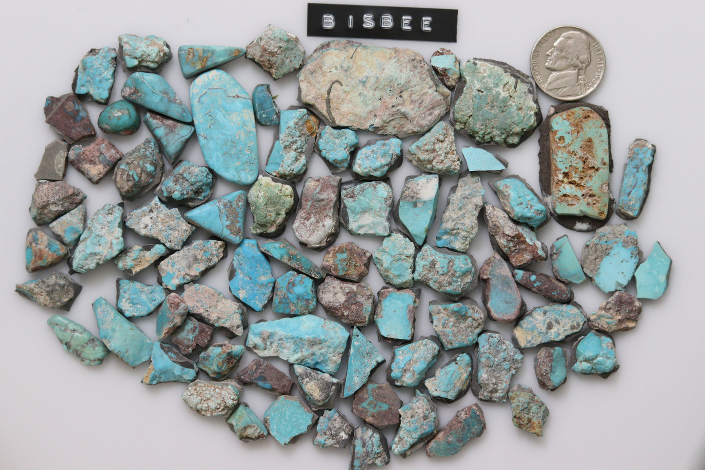 Natural Bisbee turquoise rough backed and ready to cab