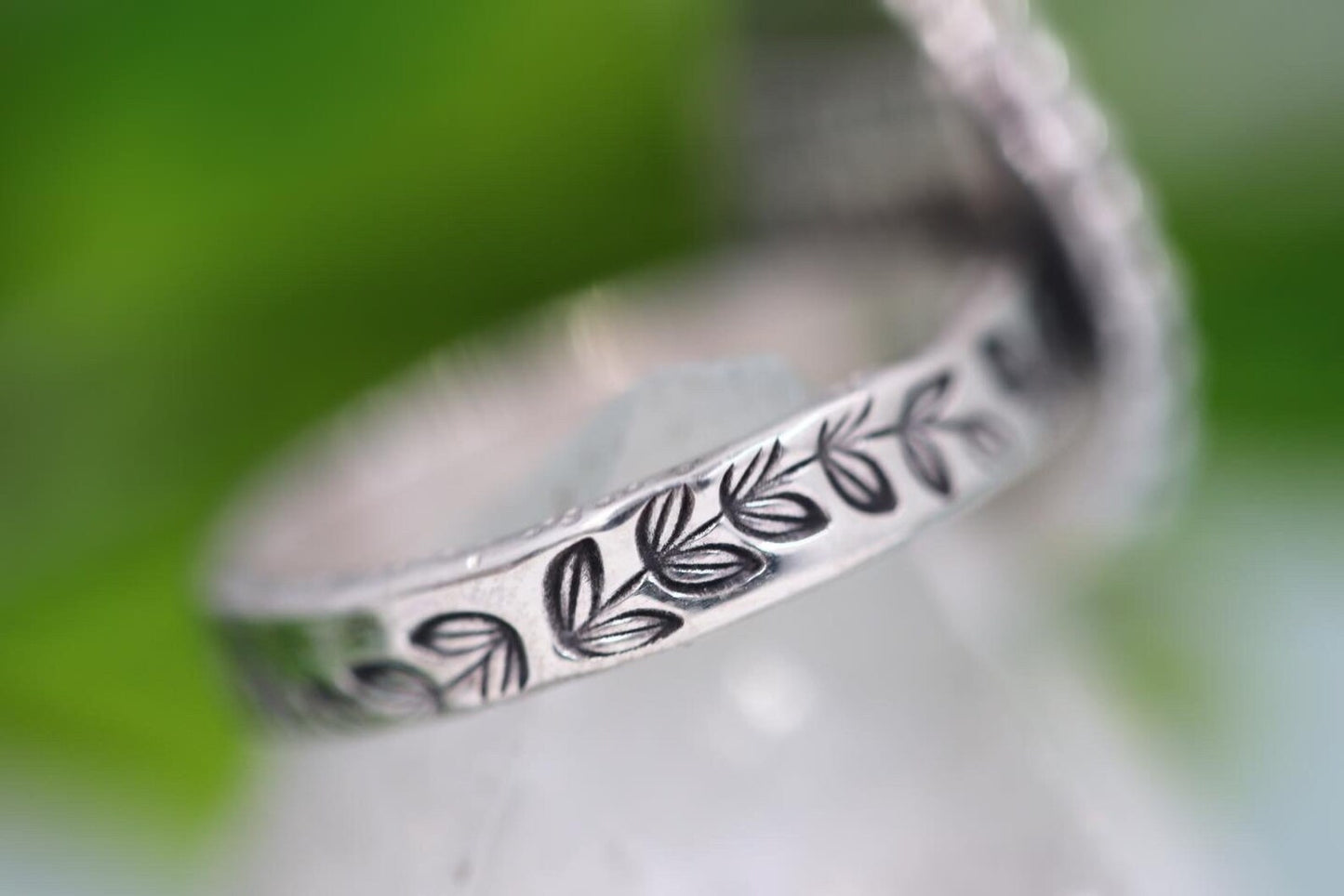 Sterling silver leafy vine ocean jasper ring US size 6.25