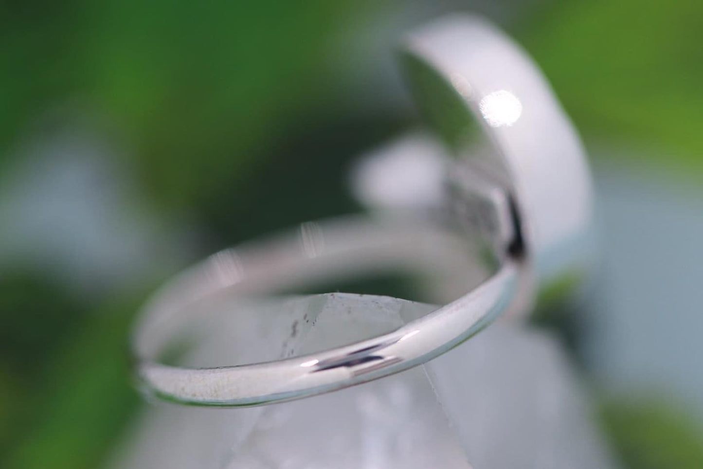 Natural Blue gem turquoise moon ring US size 7.5