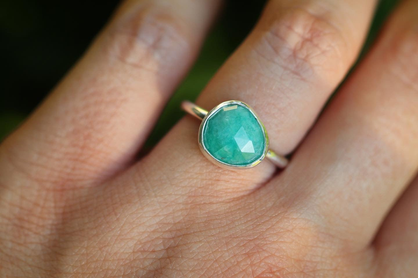 Sterling silver amazonite ring US 5.5