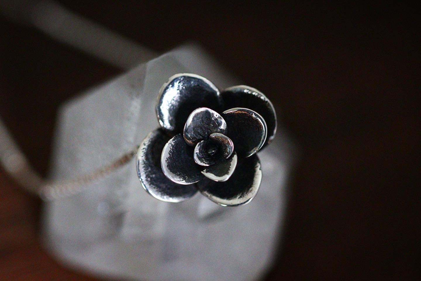 Sterling silver succulent necklace