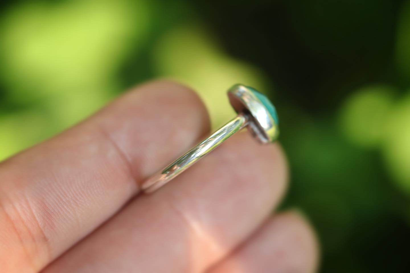 Sterling silver amazonite ring US 5.5