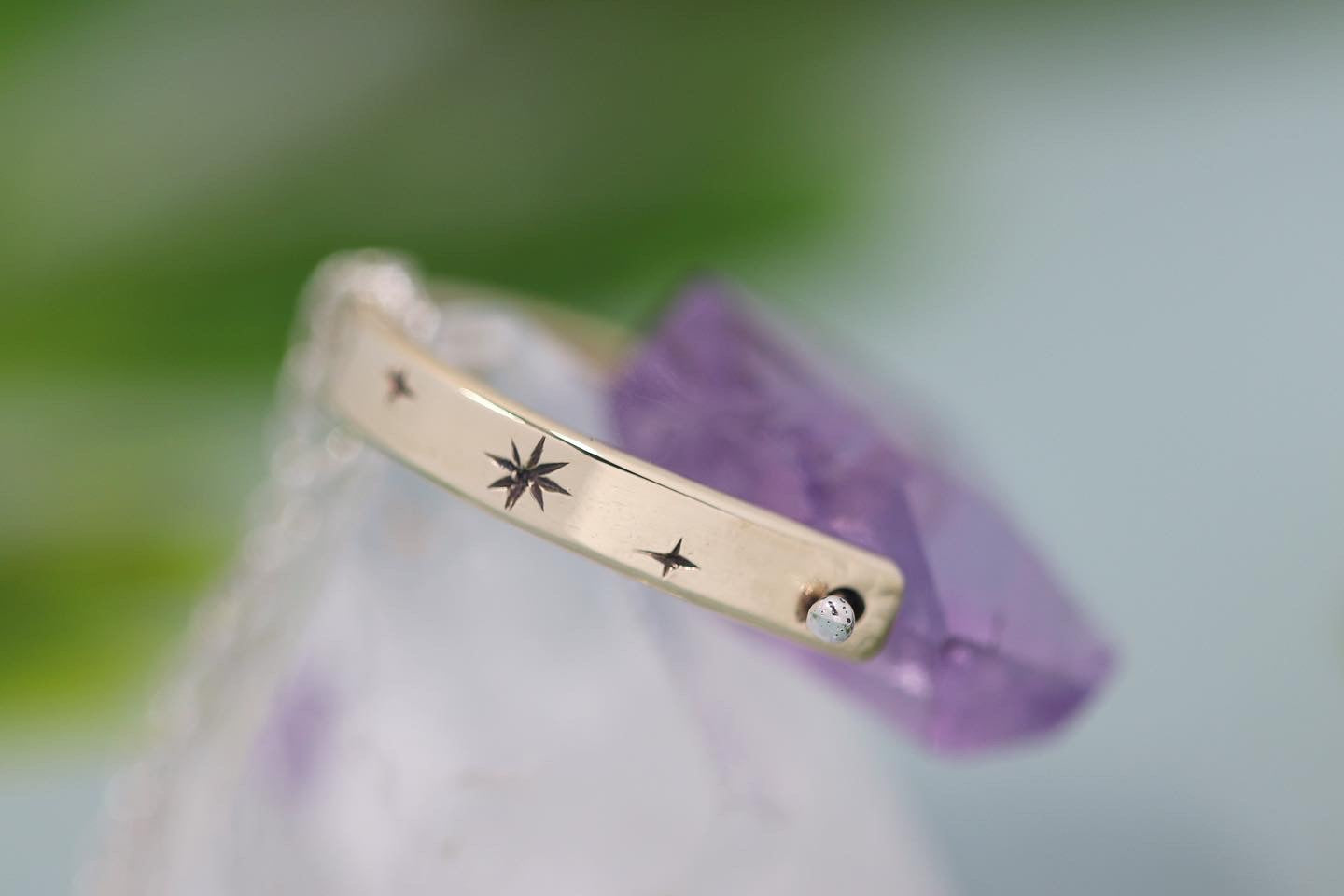 Brass and sterling silver starry night pinned amethyst necklace 11