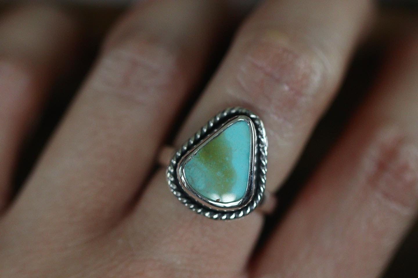 Sterling silver natural Pilot mountain turquoise ring US 7
