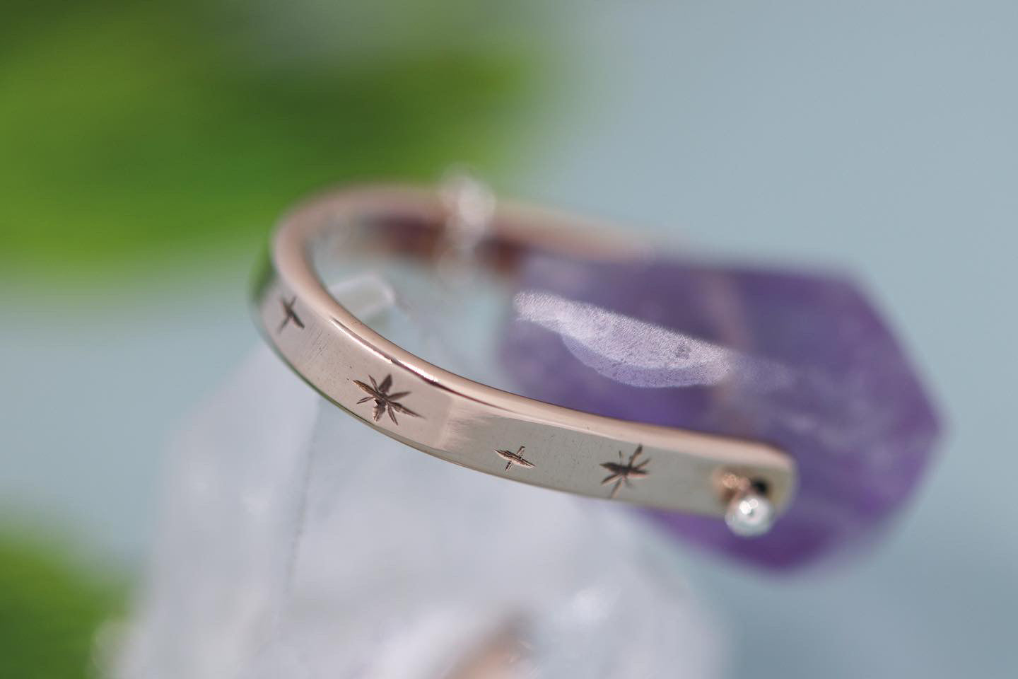 Brass and sterling silver starry night pinned amethyst necklace 12