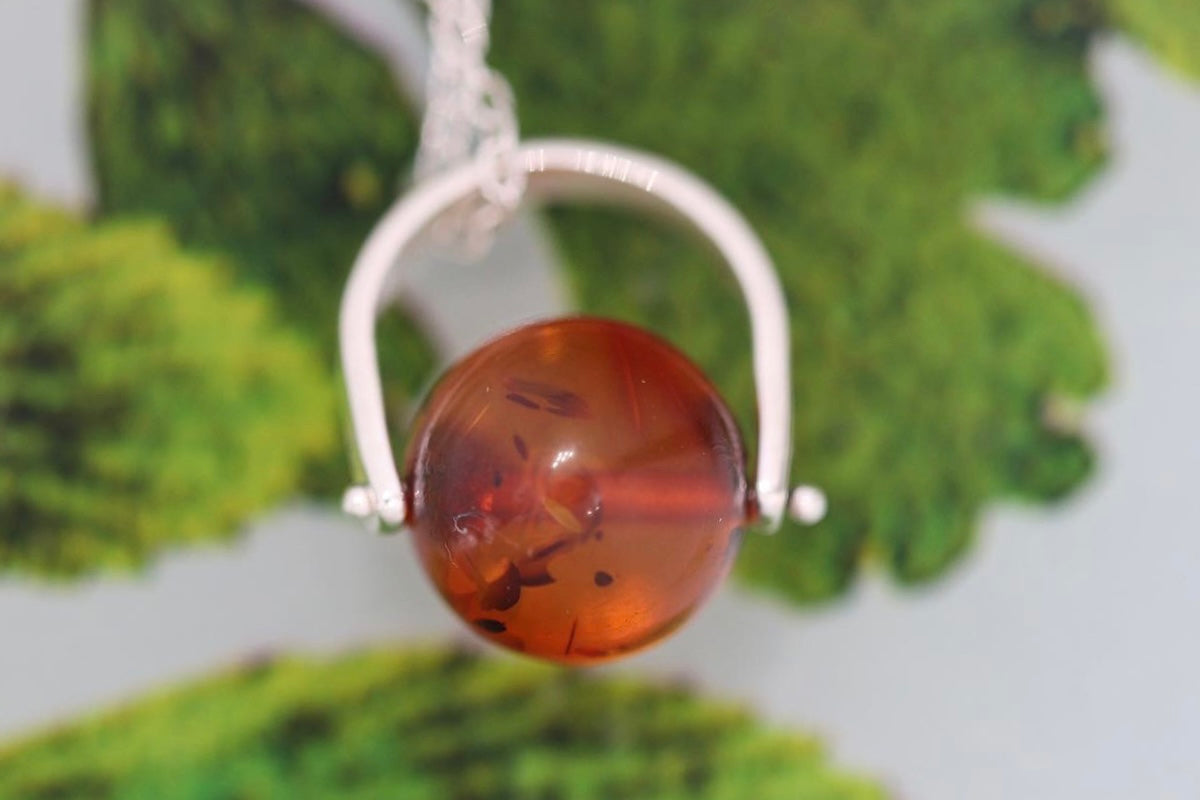 Sterling silver starry night pinned baltic amber necklace 3