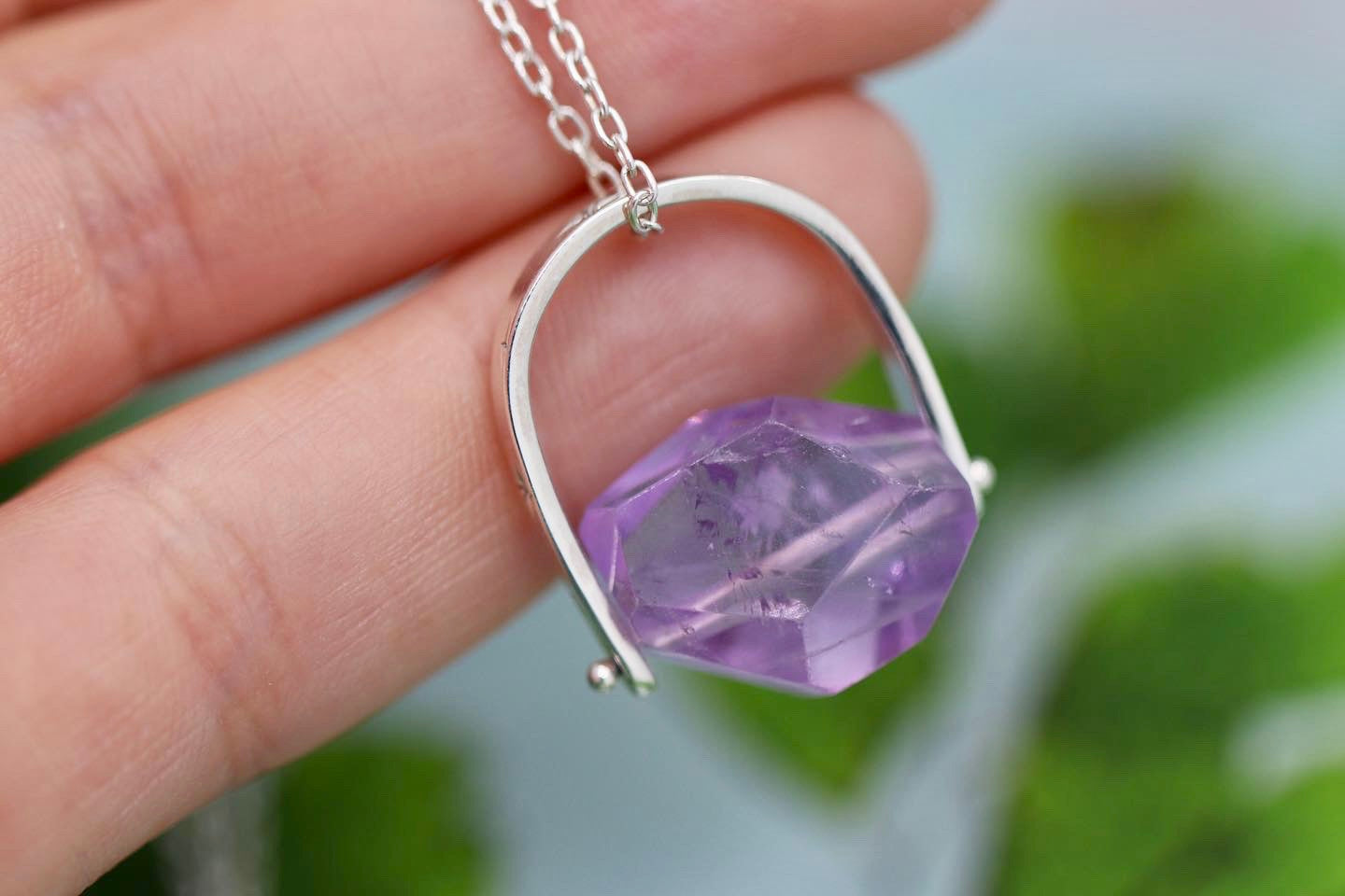 Sterling silver starry night pinned amethyst necklace 4
