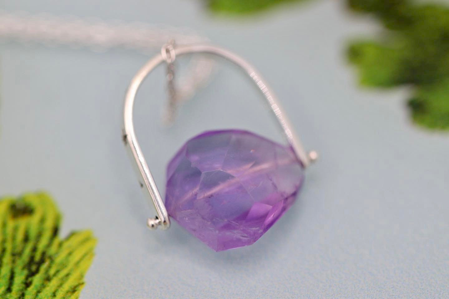 Sterling silver starry night pinned amethyst necklace 2