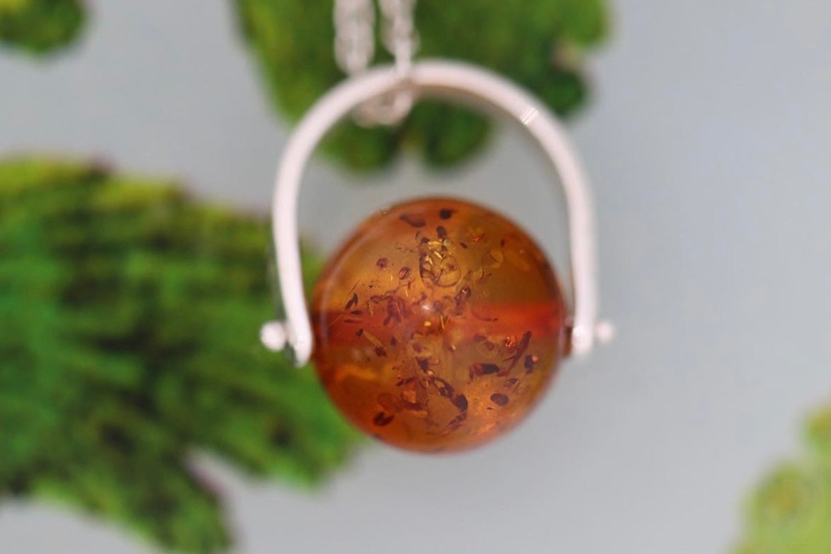 Sterling silver starry night pinned baltic amber necklace 2