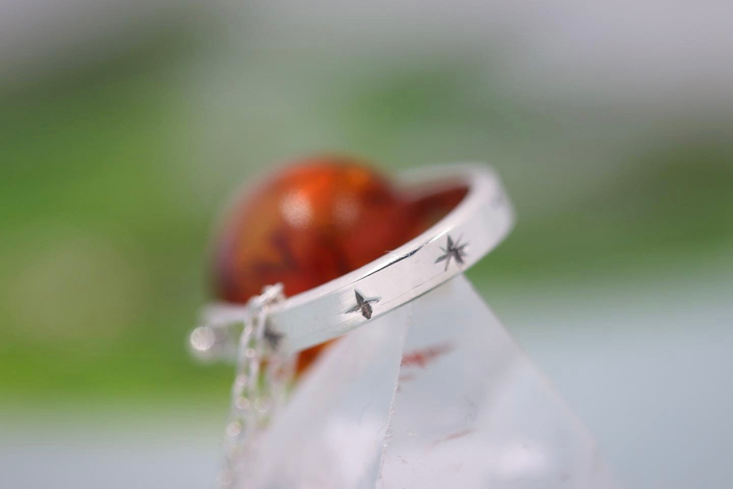 Sterling silver starry night pinned baltic amber necklace 3