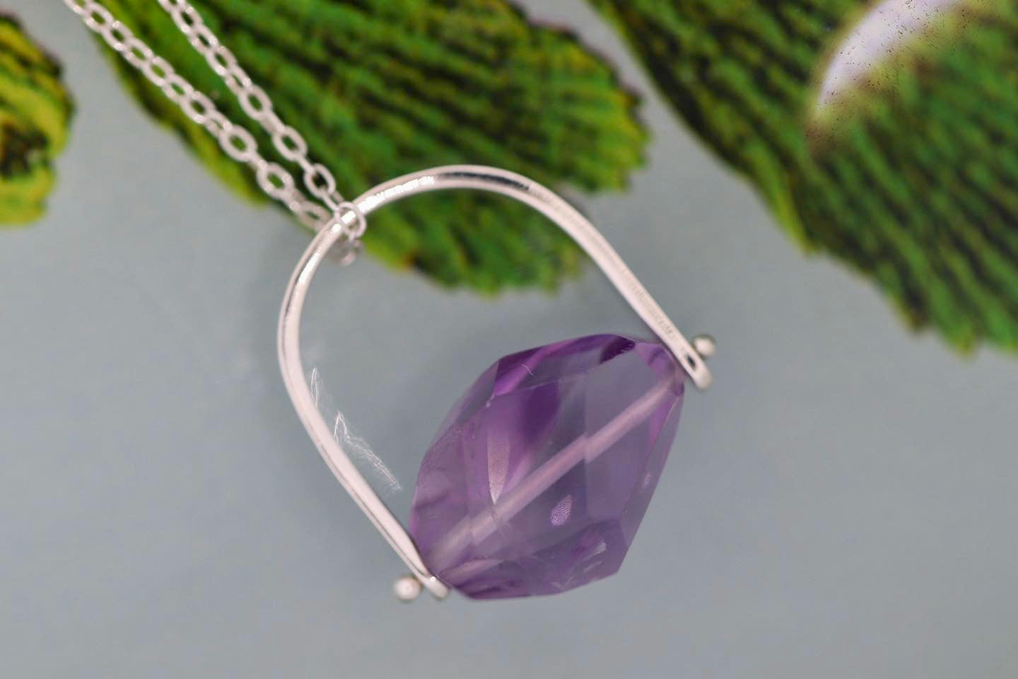 Sterling silver starry night pinned amethyst necklace 3