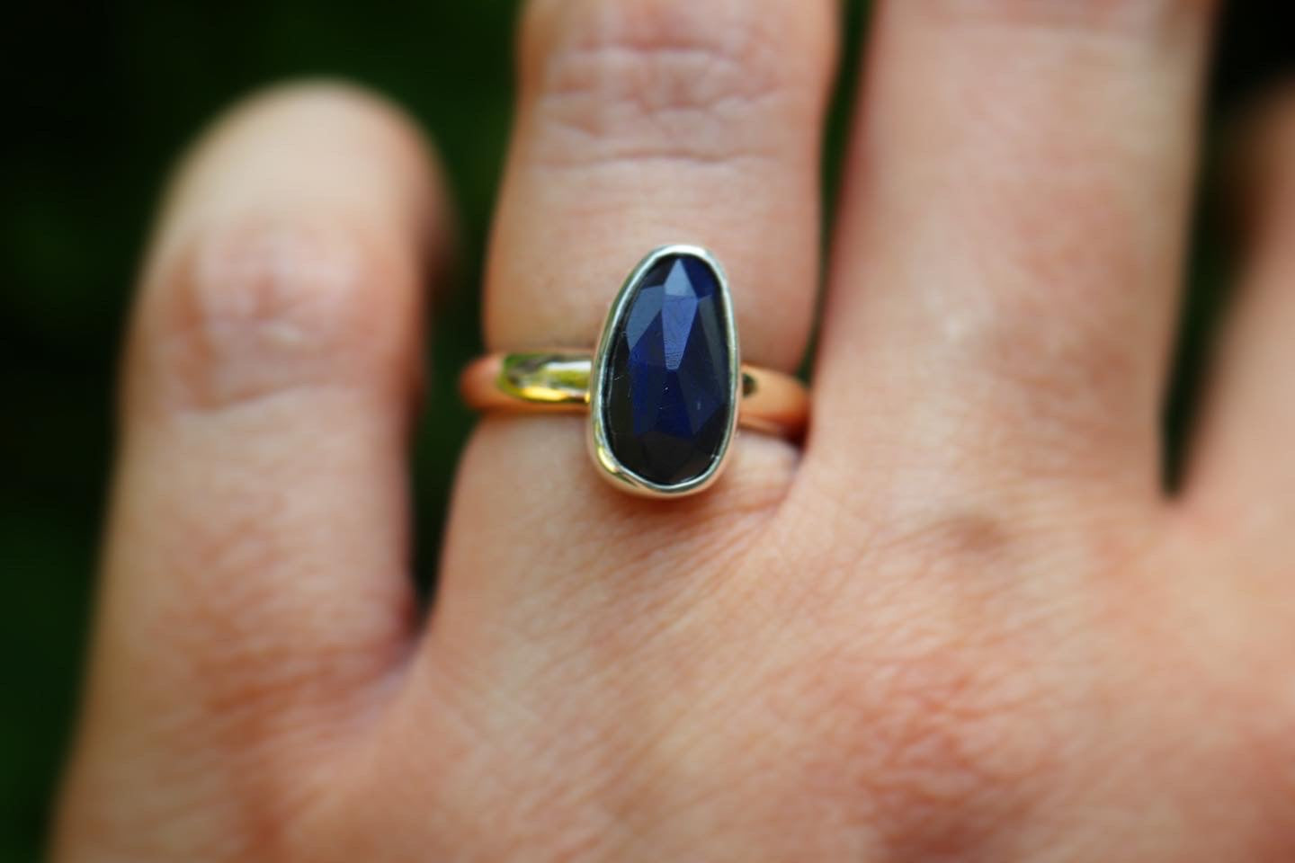 Sterling and 14k gold filled labradorite ring US 4.5