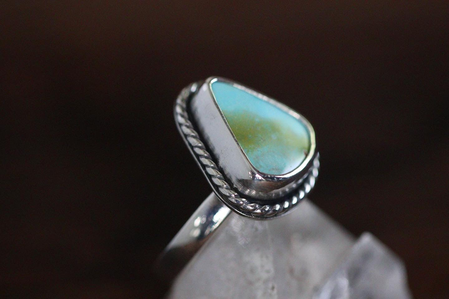 Sterling silver natural Pilot mountain turquoise ring US 7