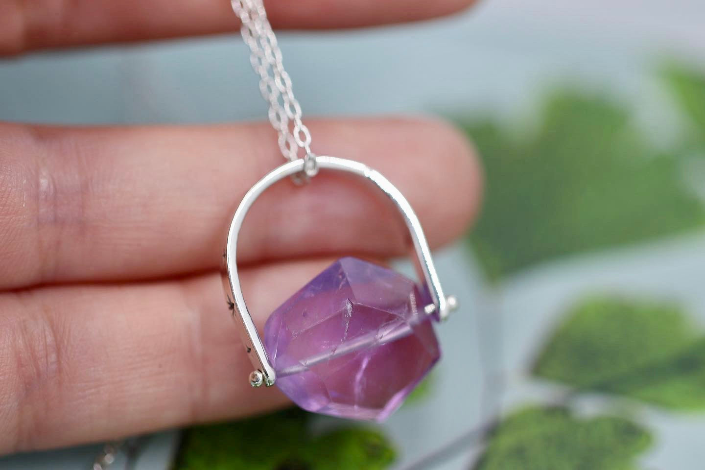 Sterling silver starry night pinned amethyst necklace 6