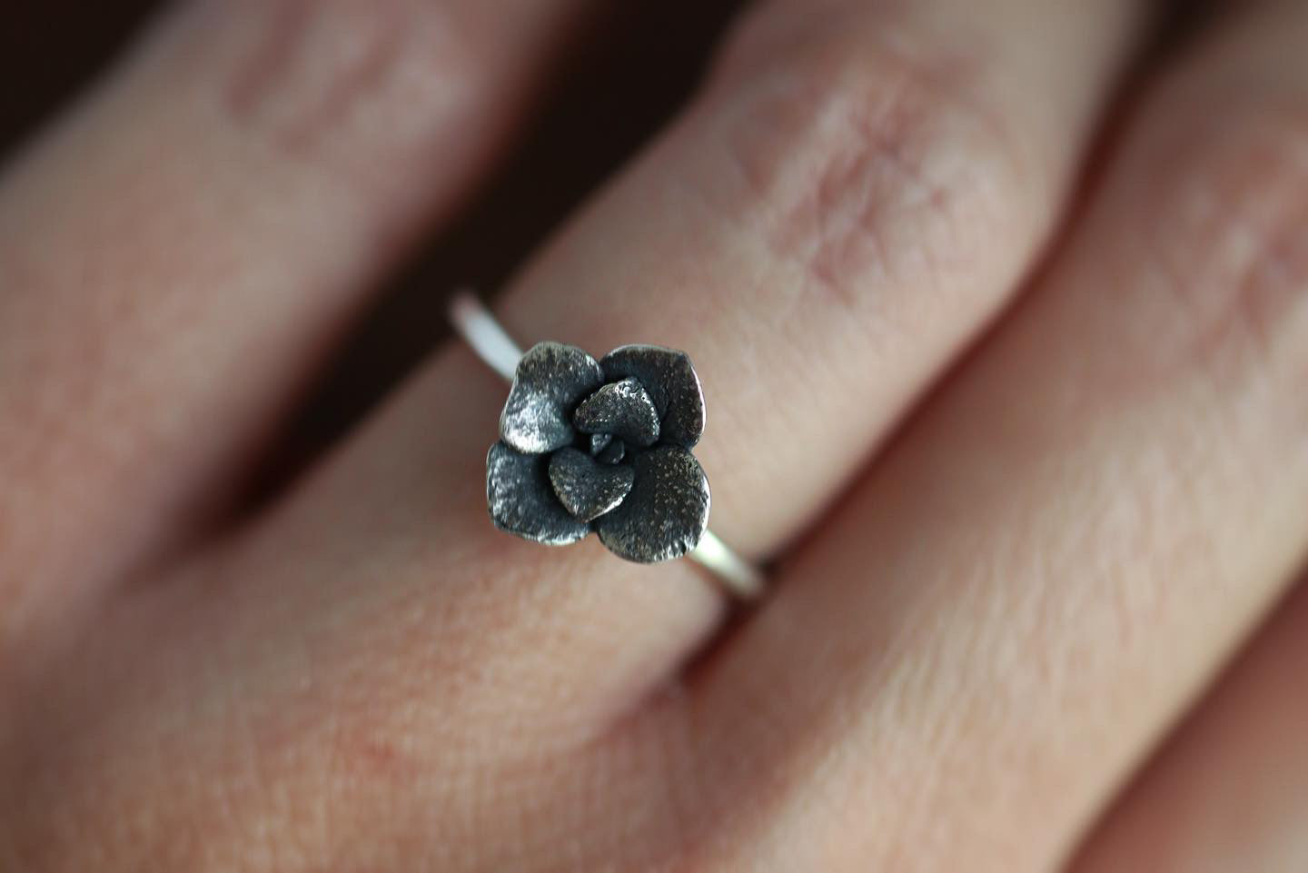 Sterling silver succulent ring US size 5
