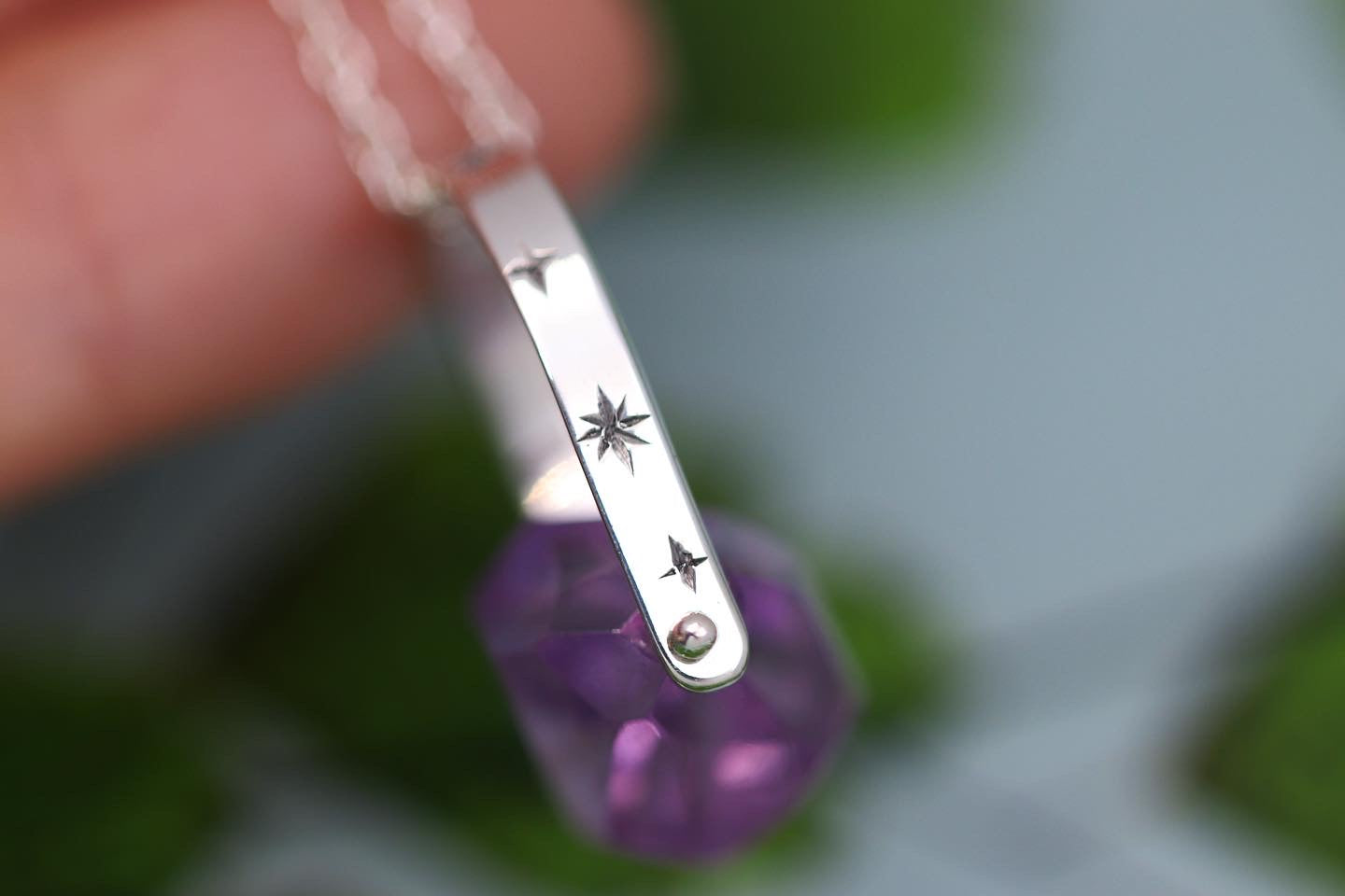 Sterling silver starry night pinned amethyst necklace 3