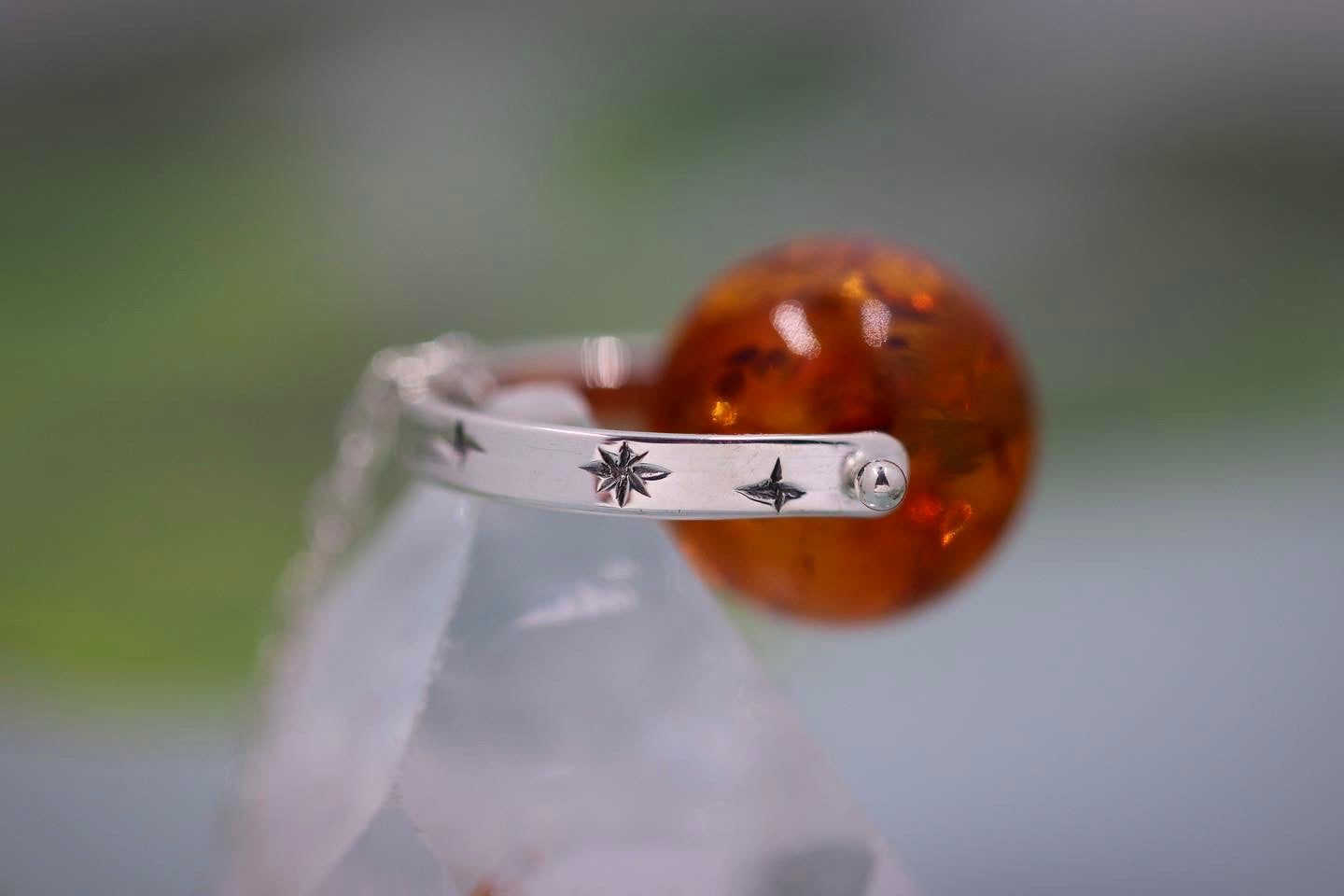 Sterling silver starry night pinned baltic amber necklace 1