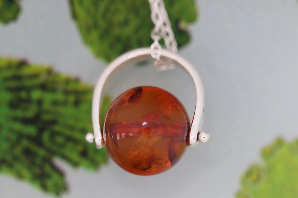 Sterling silver starry night pinned baltic amber necklace 4