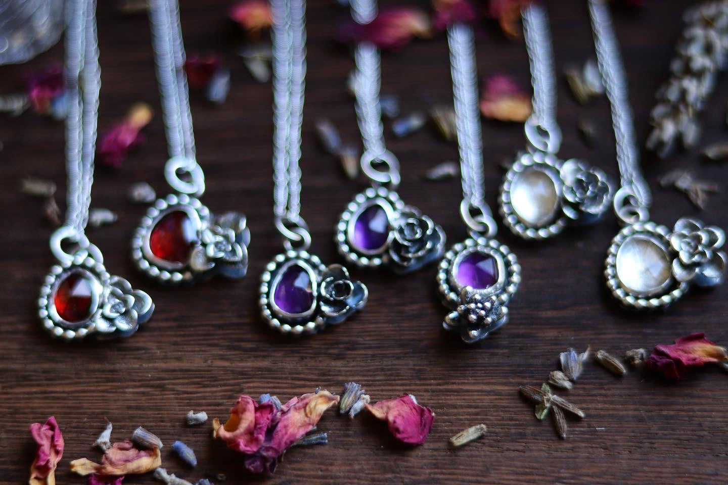 Victorian style amethyst succulent necklace