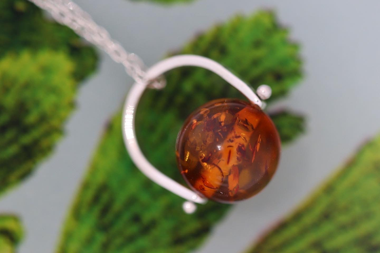 Sterling silver starry night pinned baltic amber necklace 1