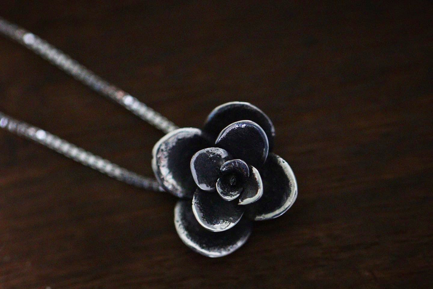 Sterling silver succulent necklace