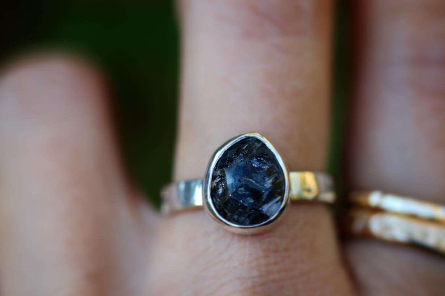 Sterling silver starry night herkimer diamond ring US 7.5