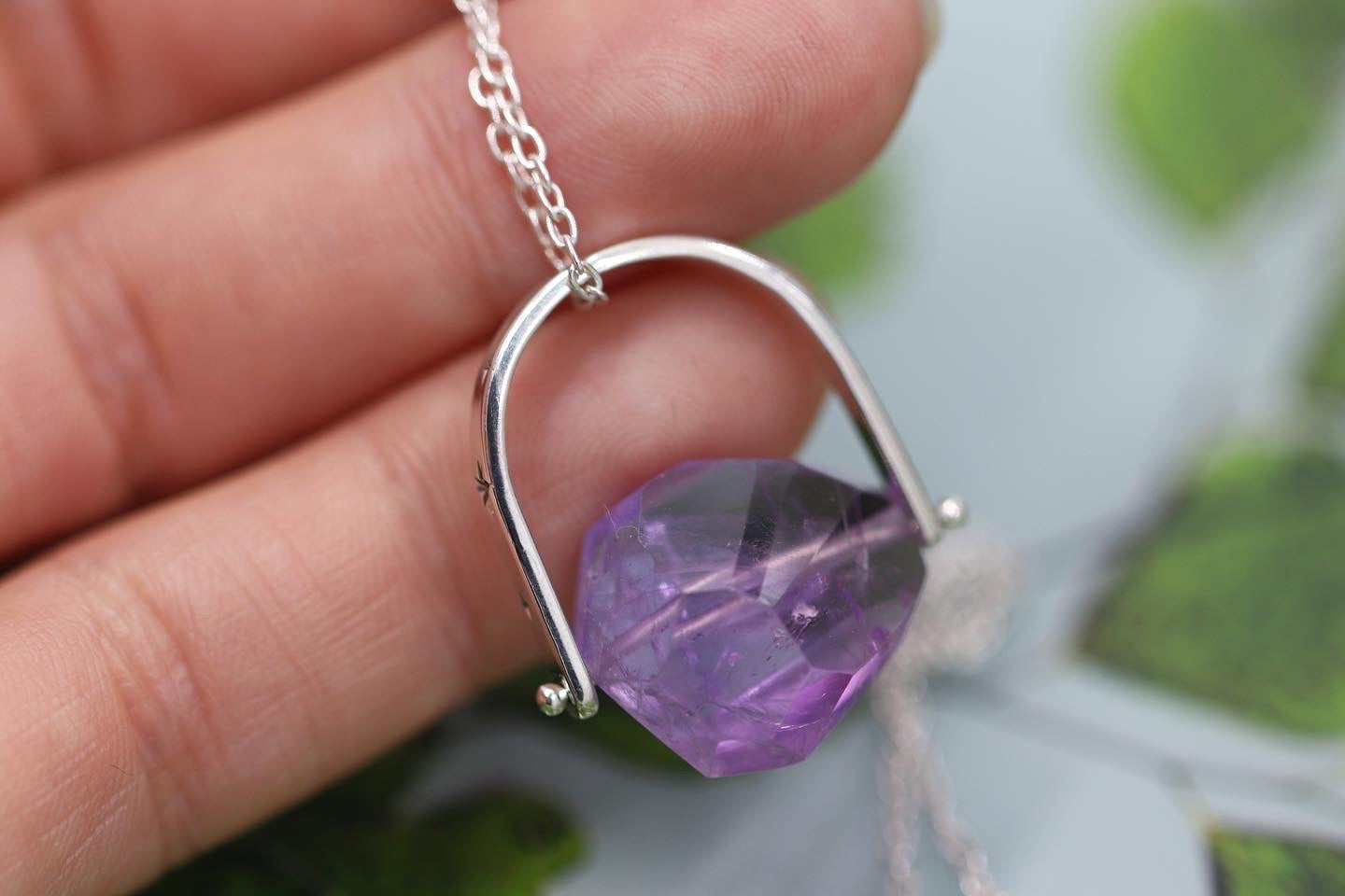Sterling silver starry night pinned amethyst necklace 2