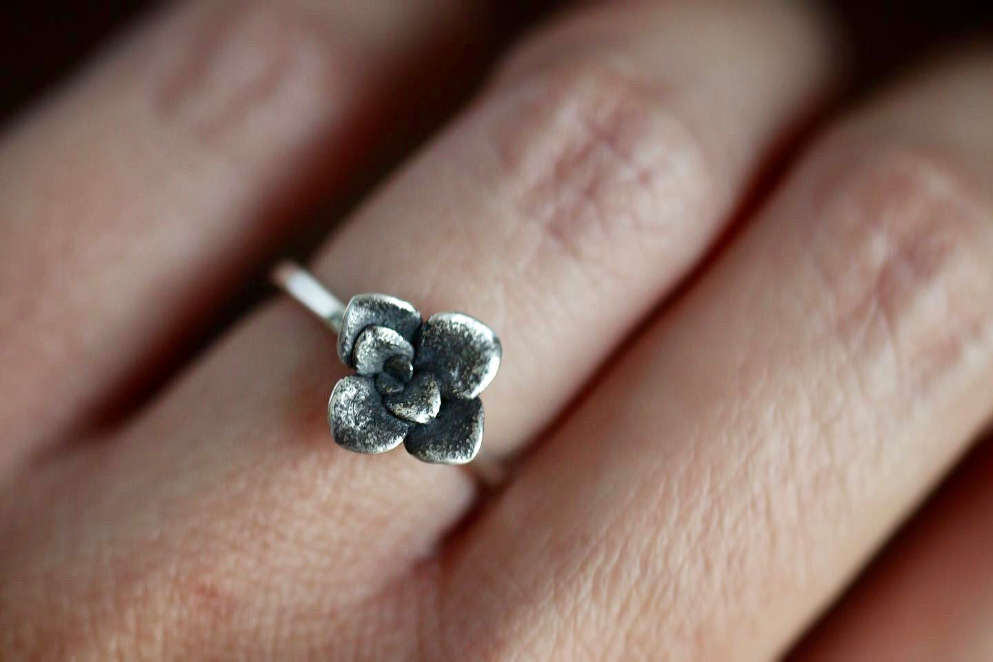 Sterling silver succulent ring US size 4.5