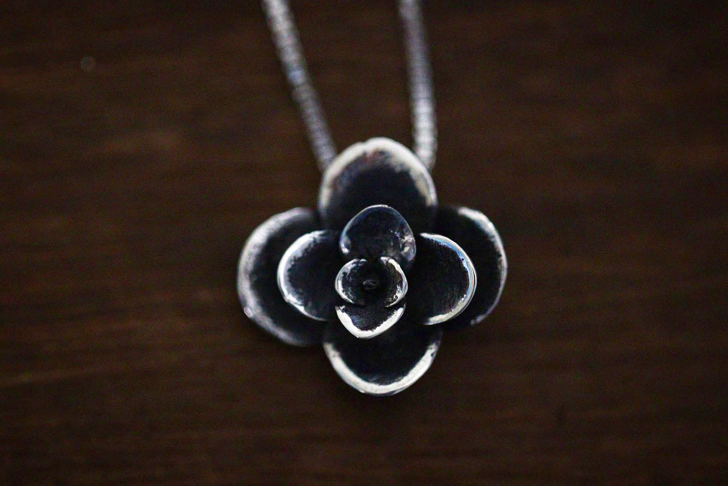 Sterling silver succulent necklace