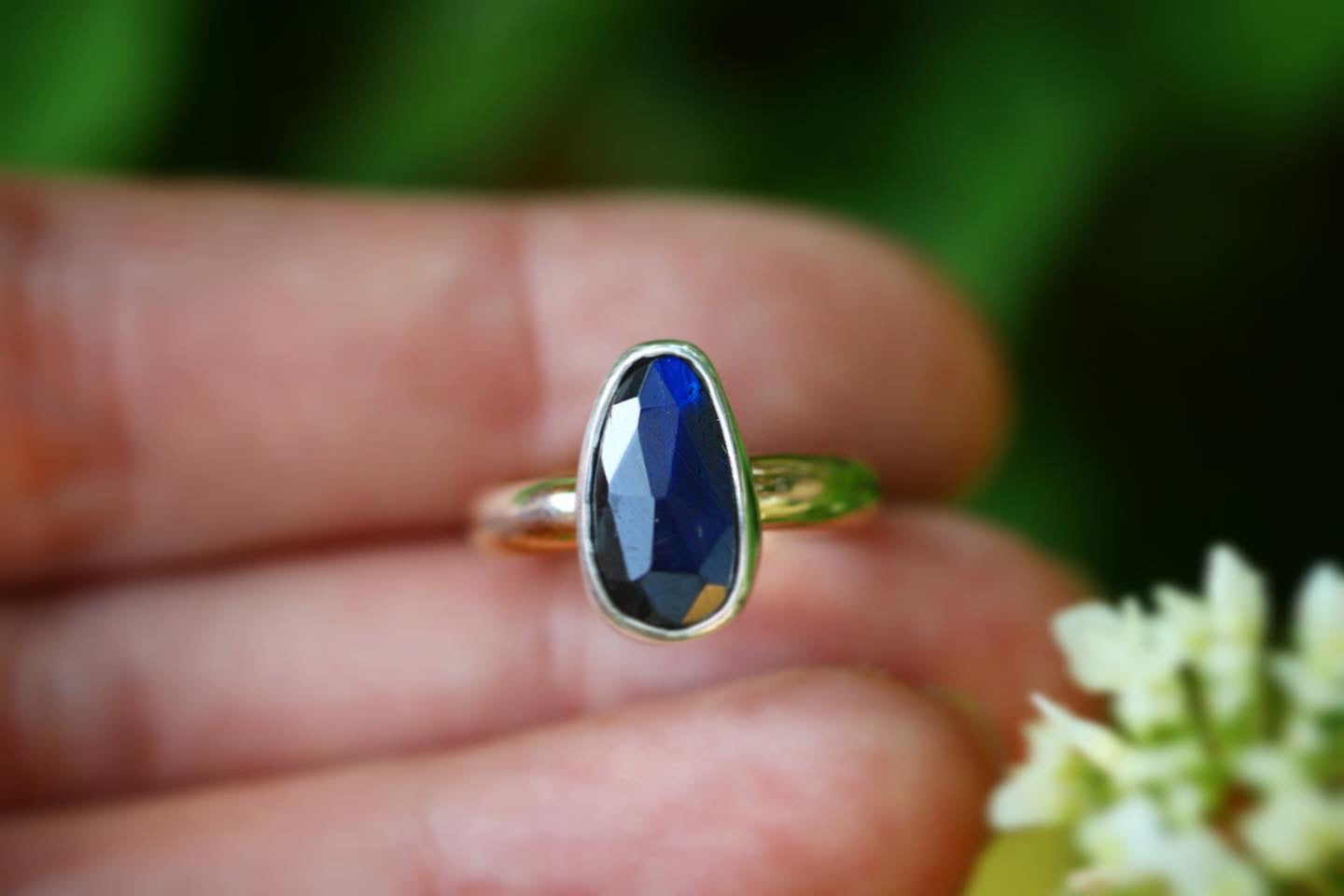 Sterling and 14k gold filled labradorite ring US 4.5