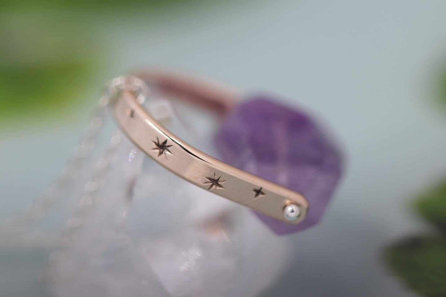 Brass and sterling silver starry night pinned amethyst necklace 13