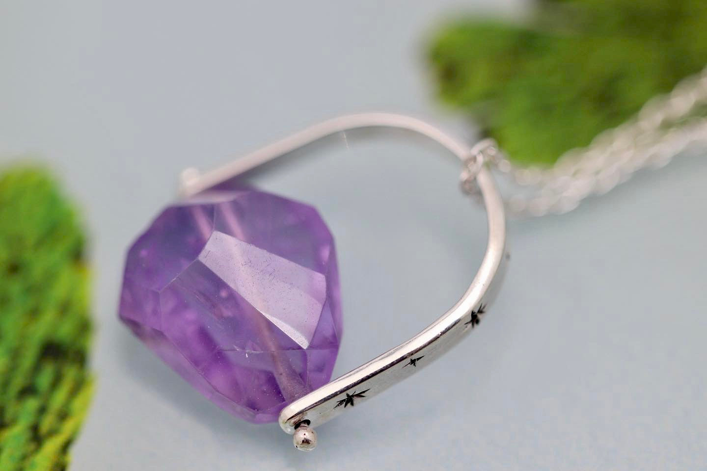 Sterling silver starry night pinned amethyst necklace 2