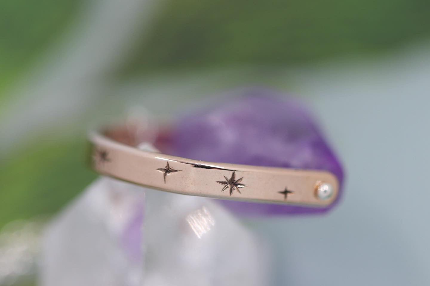 Brass and sterling silver starry night pinned amethyst necklace 14