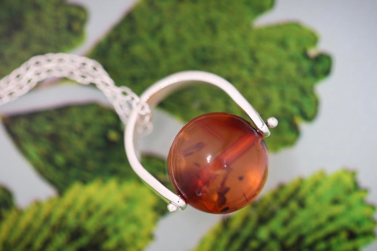 Sterling silver starry night pinned baltic amber necklace 3