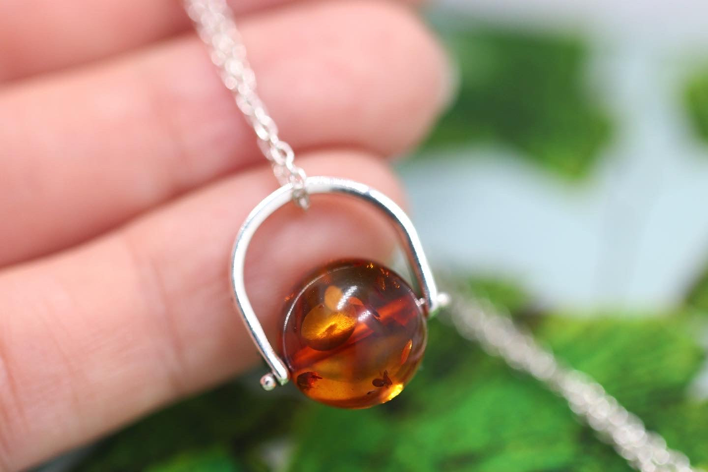 Sterling silver starry night pinned baltic amber necklace 3