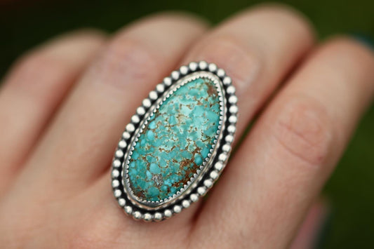 Sterling silver natural number 8 turquoise ring US size 7.5
