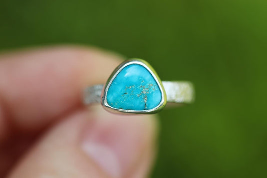Sterling silver natural morenci turquoise ring US size 6.5