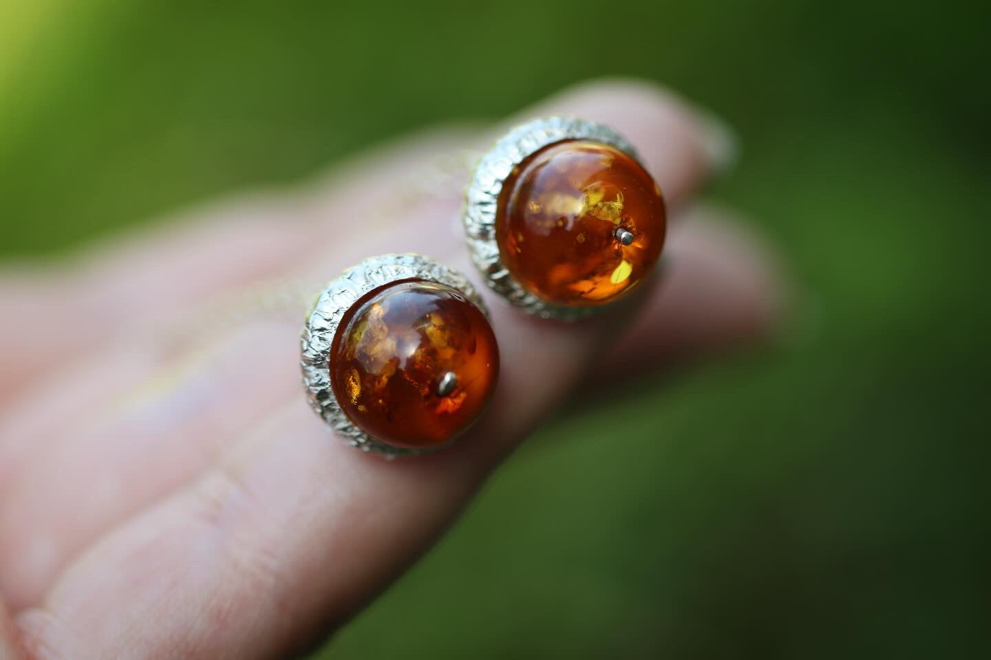 Sterling silver Baltic amber acorn necklace