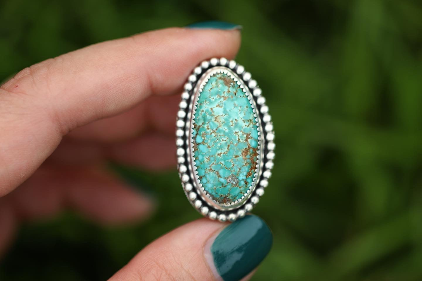 Sterling silver natural number 8 turquoise ring US size 7.5
