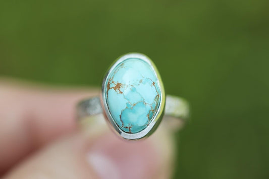 Sterling silver number 8 mine turquoise ring US size 7