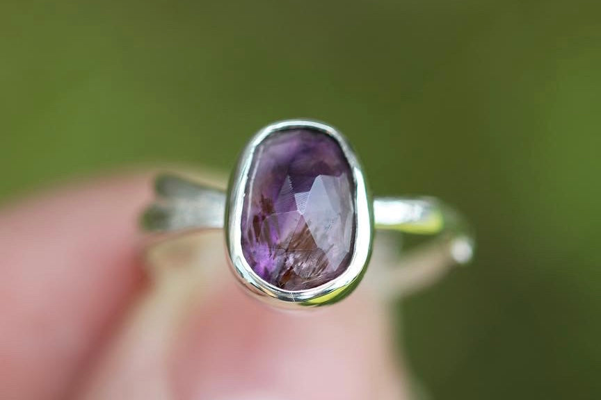 Sterling silver rose cut super 7 ring US size 6.5