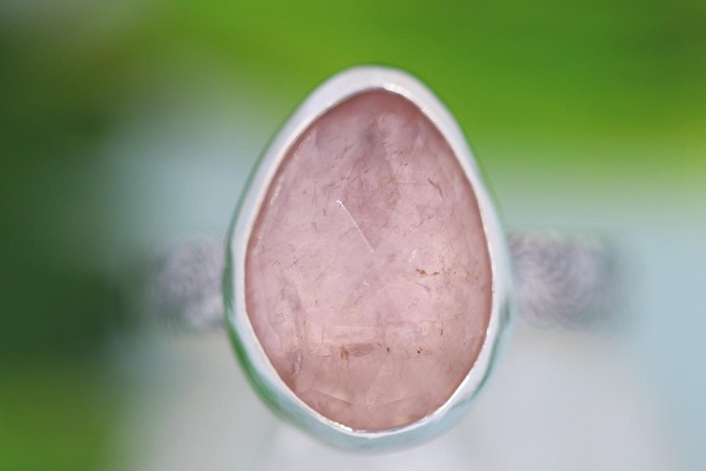 Sterling silver rose cut morganite ring US size 5.75