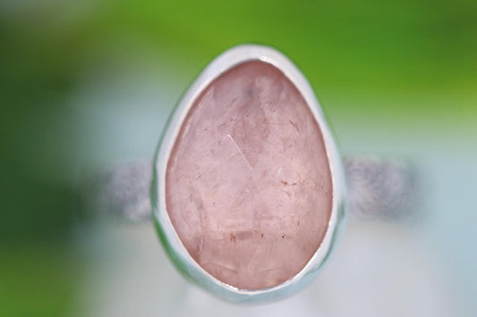 Sterling silver rose cut morganite ring US size 5.75